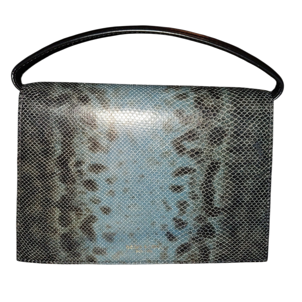 Memorial Day Sale Henri Bendel Blue and Black Snake Print Shoulder Bag